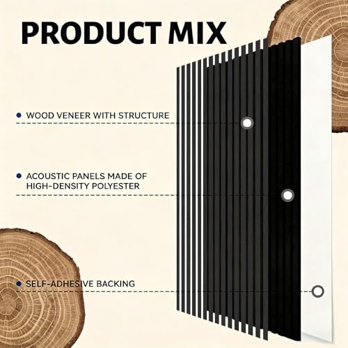 AKK Star Wood Slat Acoustic Panels (4 Count)