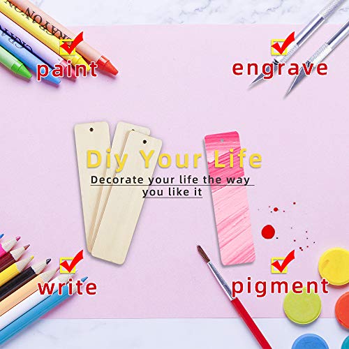 20Pcs Wooden Tags for Crafts with Holes and 50pcs DIY Wood Craft Beads for Wooden Blank Hanging Tags Ornaments with Ropes Wedding Birthday Party Decoration (72 Count)