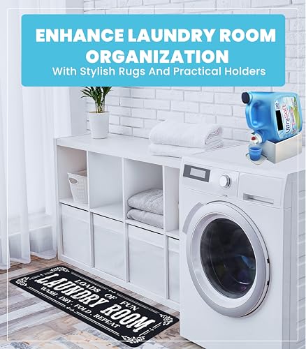 Laundry Detergent Holder with Laundry Room Rug Runner