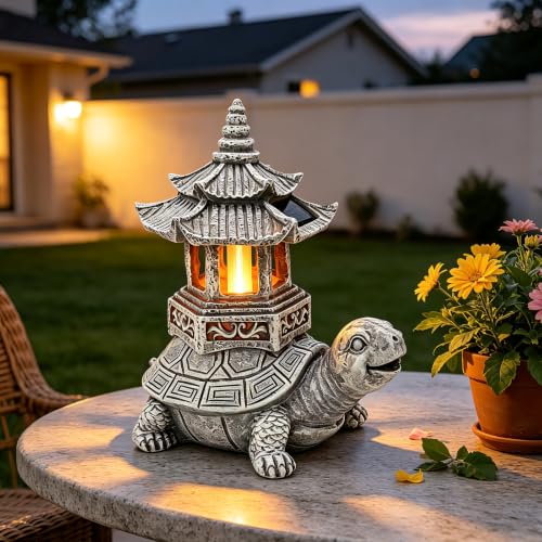 Solar Garden Turtle Statue