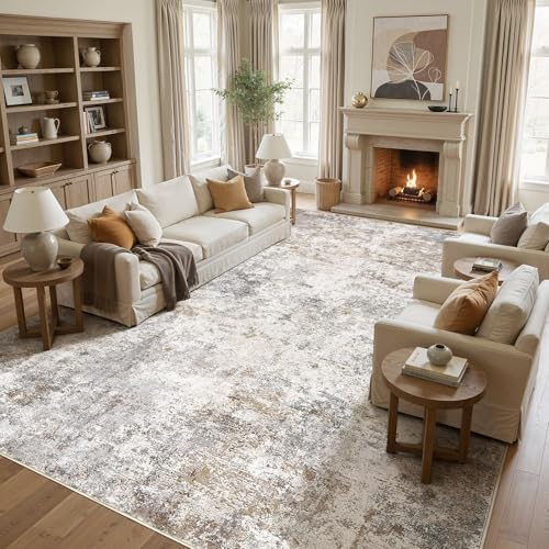 12x18 Area Rug Living Room Rugs Extra Large Brown Grey Carpet (24 Count)