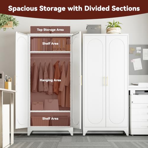 71" Tall Metal Bedroom Armoire