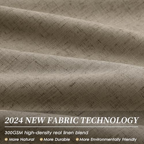 100% Blackout Linen Curtains for Bedroom 96 inches Long