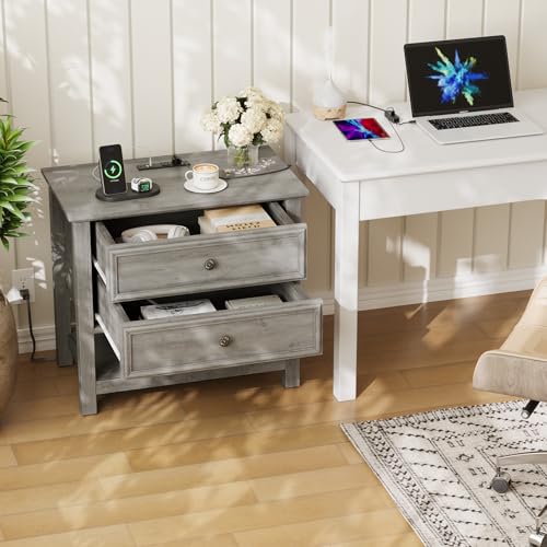 Large Nightstand with Charger Station