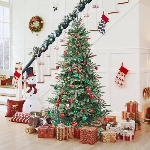 7.5ft Pre lit Aspen Fir Artificial Christmas Tree with 550 Warm White LED Lights Full Prelighted Xmas Tree w