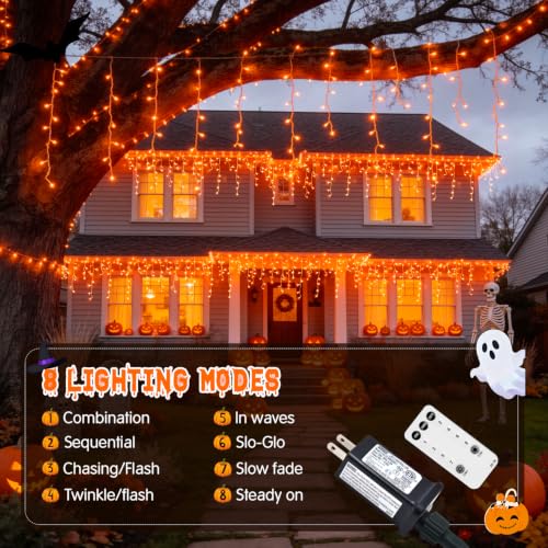 Orange Halloween Icicle Lights Outdoor