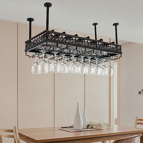 Hanging Wine Rack with Glass Holder