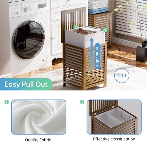 Double Laundry Hamper with Lid