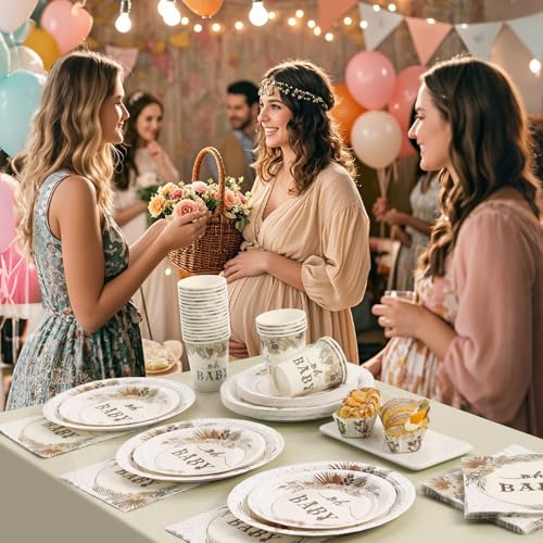 350 Pcs Boho Baby Shower Decorations for Girl (350 Count)
