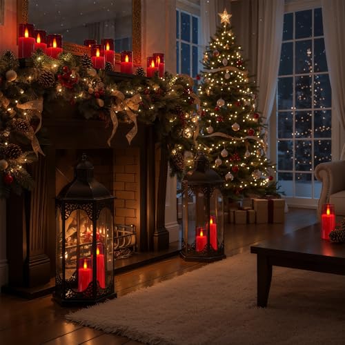 Red Flameless LED Pillar Candles (9 Count)