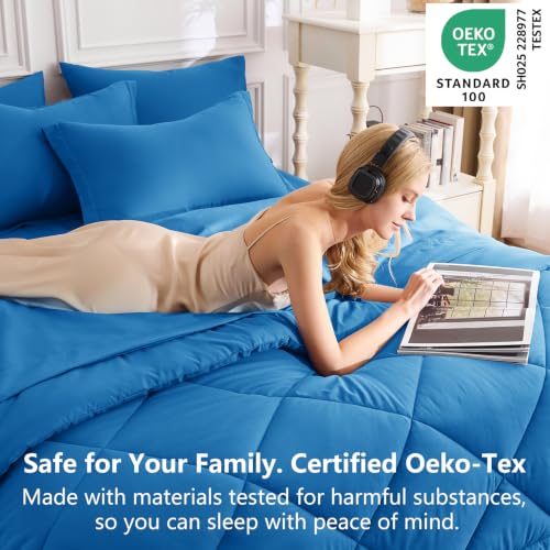 Queen Comforter Set 88"x88" Royal Blue
