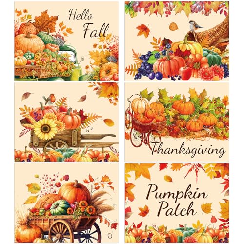 Thanksgiving Plastic Placemats Set of 6 Fall Table mats 17×13×0.04in (6 Count)