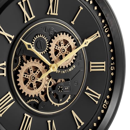 24 Inch Large Moving Gear Wall Clock for Living Room Decor