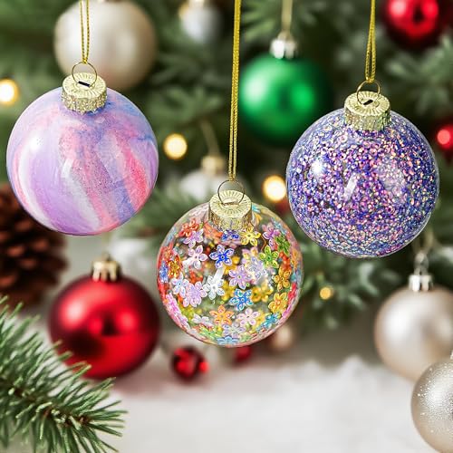 6pcs Glass Christmas Ball Ornament 2.4In Glittering Christmas Tree Ornament (6 Count)