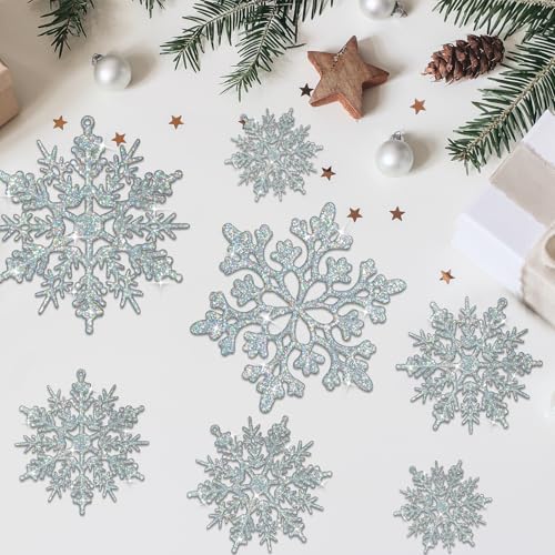 36pcs Iridescent Silver Christmas Snowflake Ornaments (36 Count)