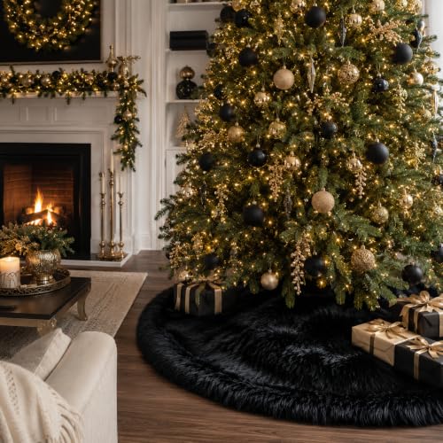 30 Inch Black Christmas Tree Skirt