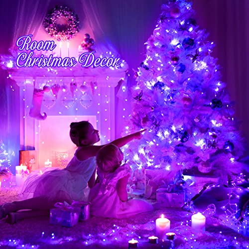 Connectable 8 Modes 100 LED Purple Halloween Lights Indoor Plug in (33 Foot)