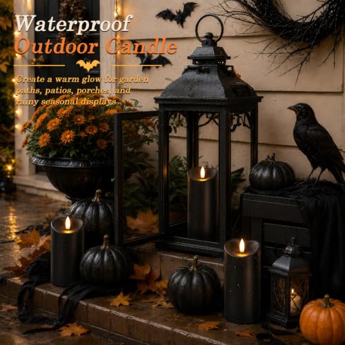 Halloween Black Waterproof LED Candles with Remote Timer (2 Count)