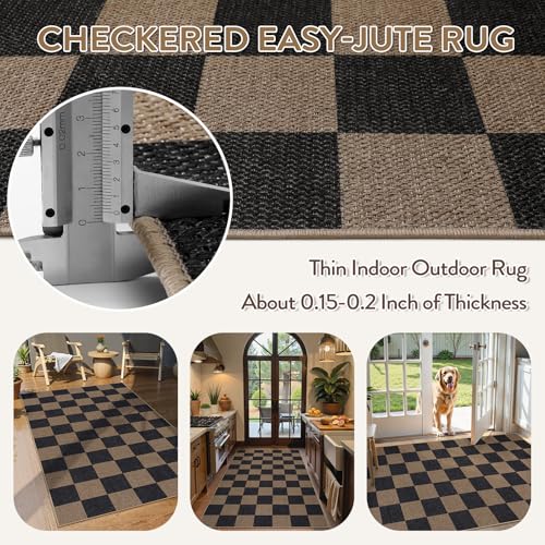 Checkered Easy Jute 3x5 Outdoor Rug