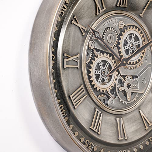 24 Inch Large Moving Gear Wall Clock for Living Room Decor