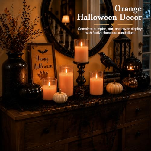 Orange Glass Flameless Candles