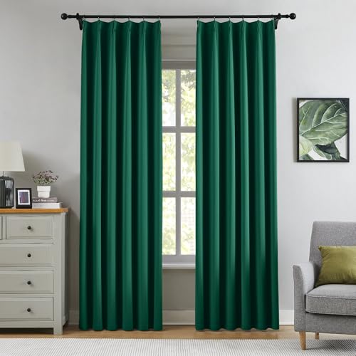 Dark Hunter Green Pleated Curtains 120 Inches Long 10 Feet Tall