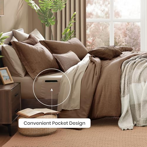 Oversized Queen Comforter Set 7 Pieces Brown Bed in a Bag