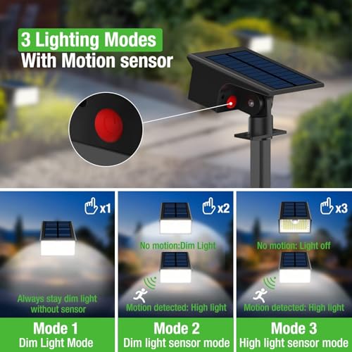 6 Pack 62 LED Solar Spot Lights Outdoor Motion Sensor with 3 Modes (6 Count)