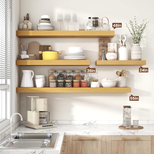 Floating Shelves 15.7" W x 10.3" D Oak Set of 2 (2 Count)