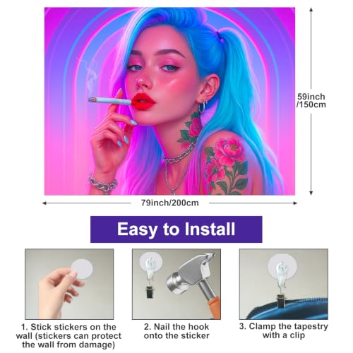 Black Light Tapestry 78x59 Inch Emo Y2K Room Decor