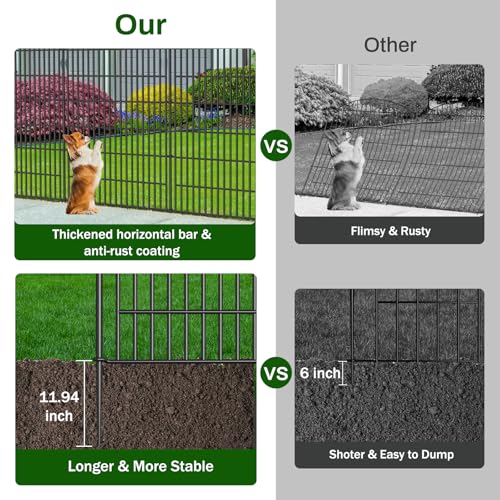 10 Panel No Dig Decorative Garden Fence 48" H x 22.6'L Outdoor Dog Barrier (9.8 Sq Ft)