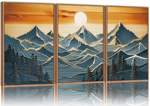 Large Mountains Framed Canvas Wall Art Set of 3