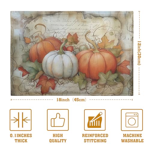 Fall Pumpkin Maple Leaf Placemats Set of 4 (4 Count)