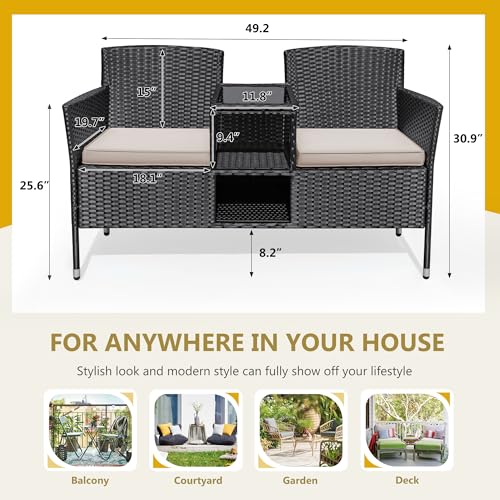 Outdoor Furniture Patio Loveseat Wicker 2
