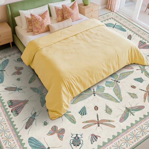 Green Butterfly Area Rug 9x12 for Living Room (108 Sq Ft)
