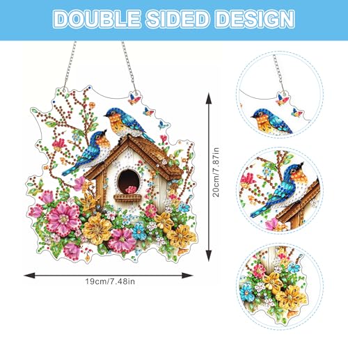 DIY Colorful Birdhouse Diamond Painting Hanging Ornament
