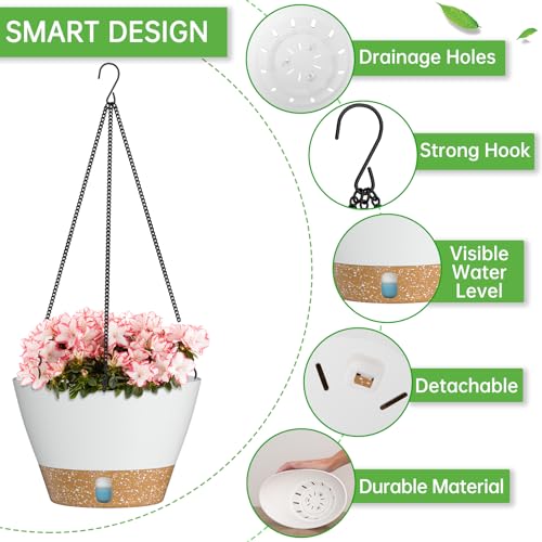 2 Pack 8 Inch Hanging Planters for Indoor Plants (72 Count)