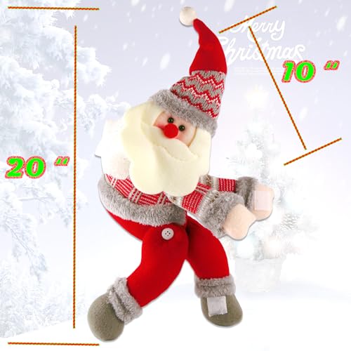 Christmas Plush Santa Claus Tree Topper with Light