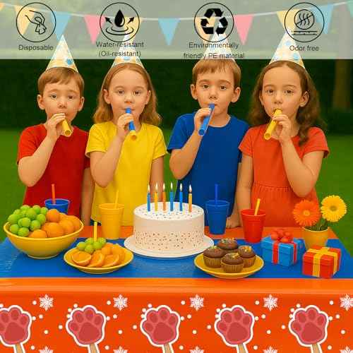 6 pcs Dog Cat Paw Birthday Tablecloths