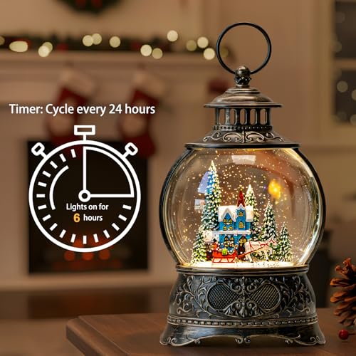 Christmas Snow Globes Christmas Water Lantern with Carriage Blue Church