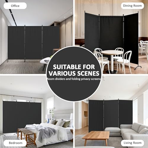 Room Divider 3 Panel Room Dividers and Folding Privacy Screens with 4 Curved Metal Feet Partition Wall Divider