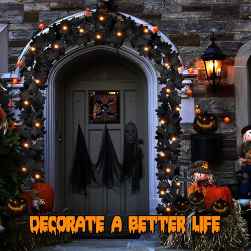 2 Pack 5.7FT Halloween Garlands with Yellow Lights (5.7 Foot)