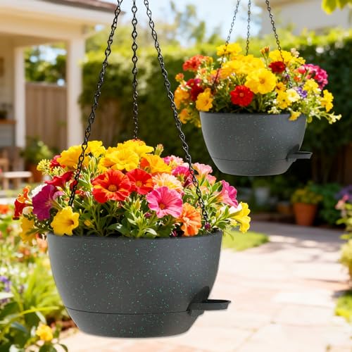 10 Inch Hanging Baskets 2 PC with Chains (2 Count)