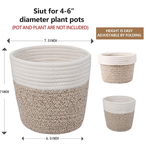 Cotton Rope Plant Woven Basket for 6" Pot H6 3