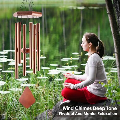 Outdoor Wind Chimes 28 inch Red Copper Garden Patio Gift Patio Porch Home