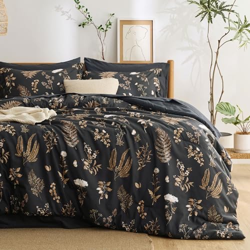 Floral Black Comforter Set