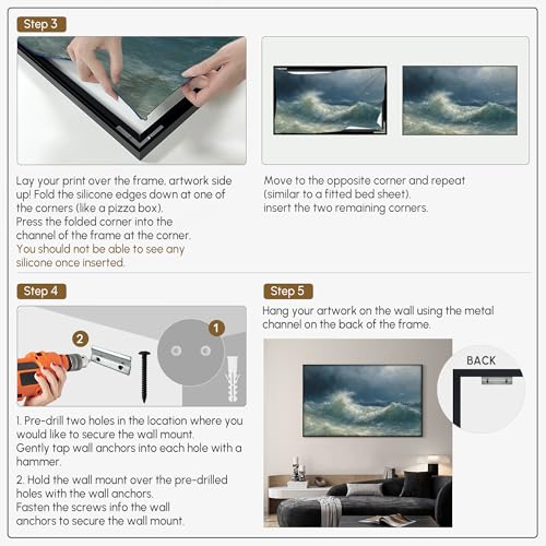 30"x60" Extra Large Framed Wall Art Dramatic Ocean Waves with Stormy Sky and Seagulls for Home Living Room Bedroom Decor