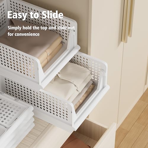 5 Pack Closet Storage Bins Stackable Organizer Drawer Shelf (5 Count)