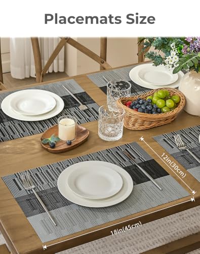Grey with White Striped Placemats Set of 4 (4 Count)