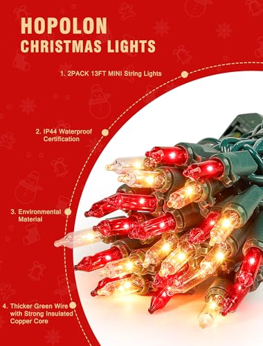 Red Warm White Christmas Lights (50 Count)